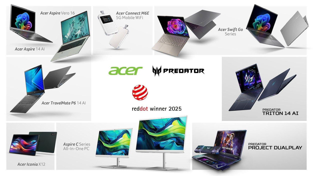 Acer z dziewięcioma nagrodami Red Dot Product Design Awards 2025