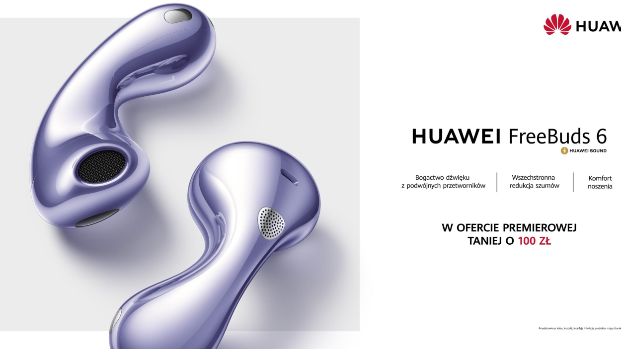 HUAWEI FreeBuds 6 debiutują w Polsce – lepszy bas, bezstratny dźwięk i skuteczniejsza redukcja szumów
