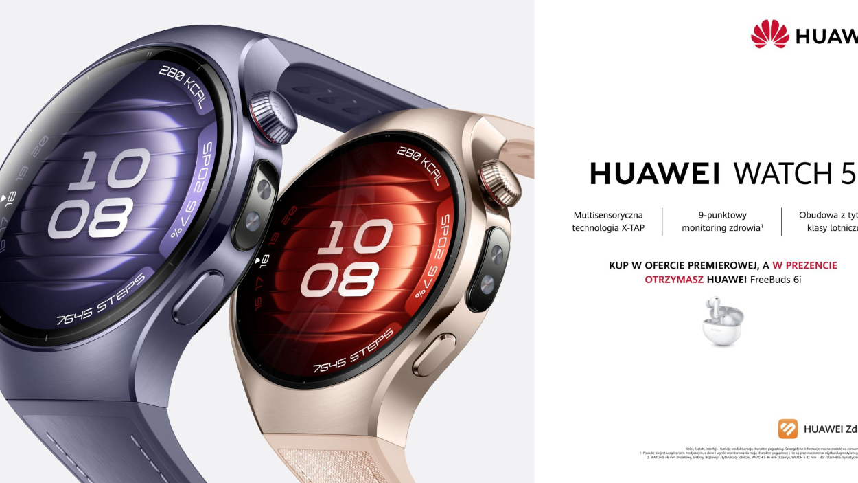 HUAWEI prezentuje serię WATCH 5 – najbardziej zaawansowane smartwatche w historii marki