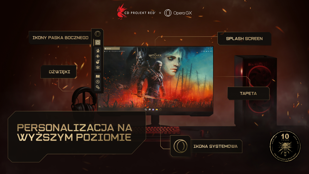 Opera GX świętuje 10-lecie Wiedźmina 3 nową edycją przeglądarki