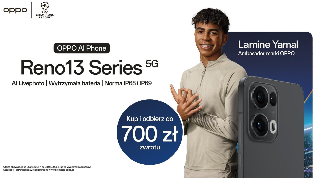 Promocja OPPO Reno13 5G – zwrot do 700 zł przez BLIK