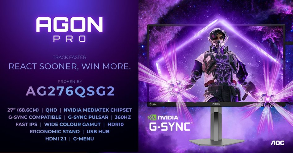 AGON by AOC prezentuje monitor AG276QSG2 z odświeżaniem 360 Hz
