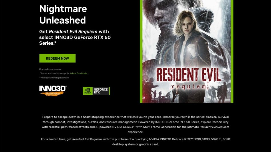 Kup kartę INNO3D GeForce RTX 50 i odbierz Resident Evil Requiem gratis