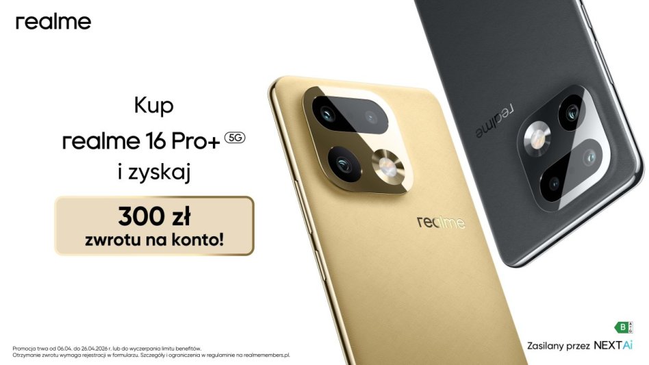 realme 16 Pro+ z cashbackiem 300 zł – promocja na aparat 200 MP i baterię 7000 mAh