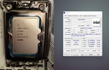 Intel Core i9 273PQE uruchomiony na płycie Z790 przez entuzjastę